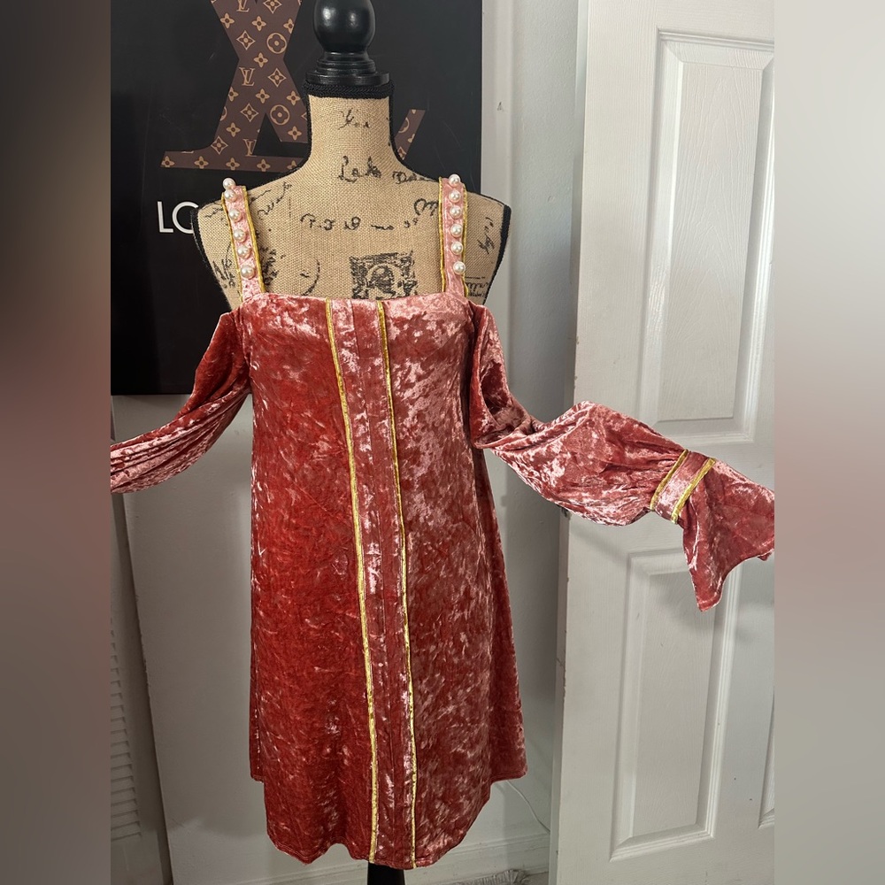 🆕Dance & Marvel Off Shoulder Pearl Velvet Dress